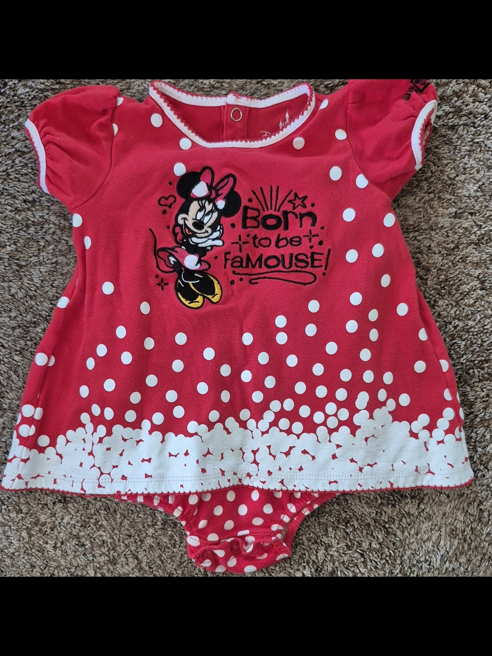 Disney Park Girls Red Minnie Mouse Polka Dot Casual Dress Bodysuit 18m Halloween